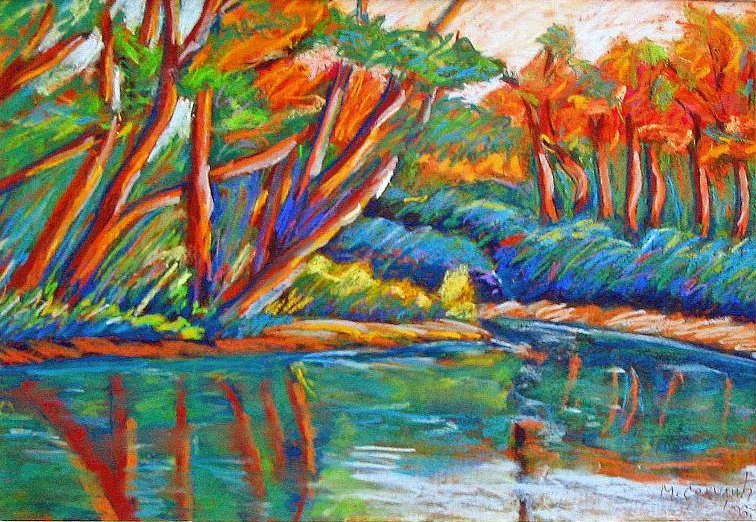 Na reci, suvi pastel, 30x40 cm