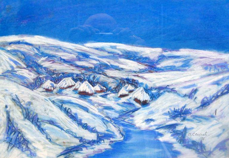 Zlatar zimi, suvi pastel, 30x40 cm