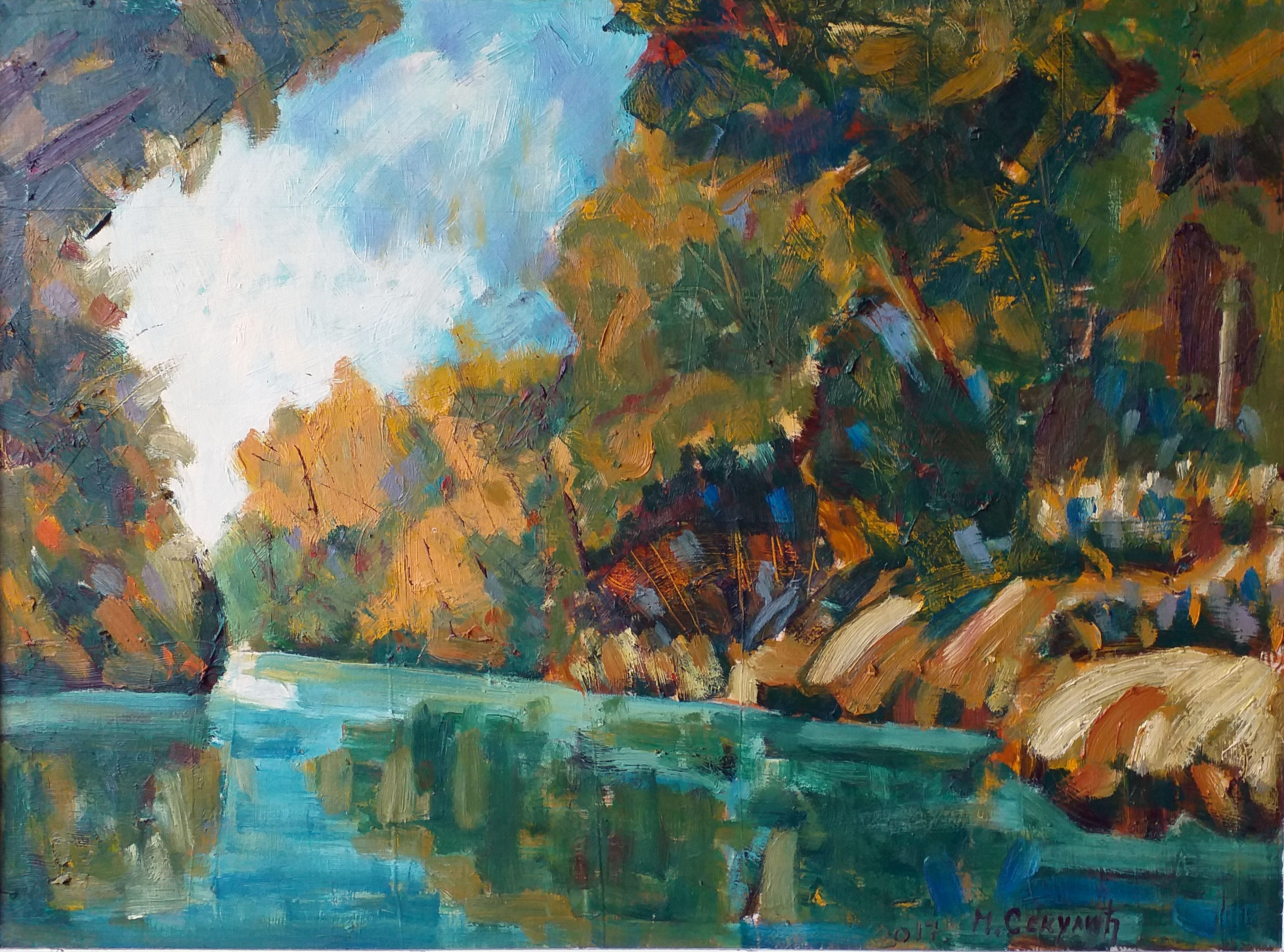 Na reci V, ulje na platnu, 50x50 cm